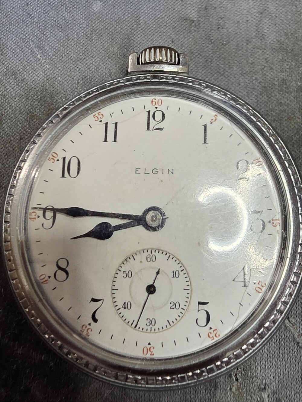 Elgin B.W. Raymond 19J Open Face Pocket Watch Manual, Silver Base Metal